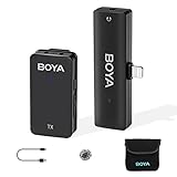 Boya Wireless Lavalier Microphone for iPhone/iPad,2.4GHz Wireless Lapel Microphone with Gain&Noise Cancelling…
