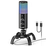 aokeo USB Gaming Mikrofon, PC Kondensator mikrofon mit RGB Licht,verfügbar für Aufnahmen,Podcasting,Streaming,Studio,PS5,…