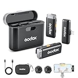 GODOX WES1 Kit2 Kabelloses Lavalier-Mikrofon für iPhone/Lightning,8 Stunden Akkulaufzeit, Zweikanal-2,4-G-Funkmikrofon,…