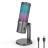 YUANJ Gaming Mikrofon PC, USB Mikrofon für Podcast-Streaming, Mute Touch, RGB-Lichter, integrierter…