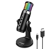 ZiZuuBar USB-Mikrofon, Gaming-Mikrofon mit farbiger LED-Beleuchtung, Plug-and-Play-Desktop, ideal für…