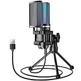 TONOR RGB Mikrofon PC USB Computer Gaming Standmikrofon, Nierencharakteristik Microphone mit Stativ…