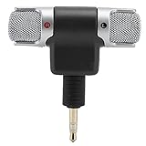 Agatige Mini-Mikrofon, 3,5-mm-Buchse Mini-Stereomikrofon Drahtloses Zweikanal-Mikrofon für Mobiltelefon-Tablet(Level…