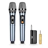 Drahtloses Mikrofon, UHF Dual Wireless Handheld Dynamic Mic System with Rechargeable Receiver and Battery,…